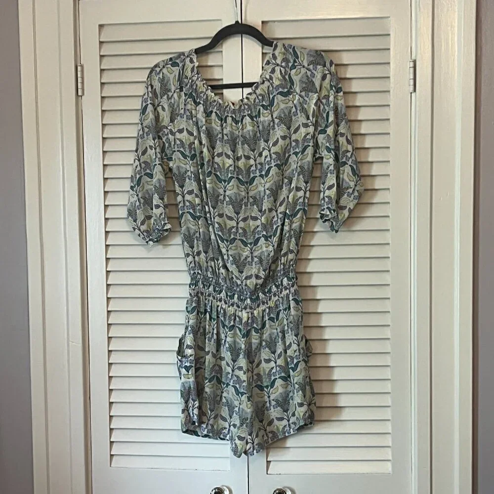 Tory Burch silk romper XS mosaic Provence Pompeii tassels